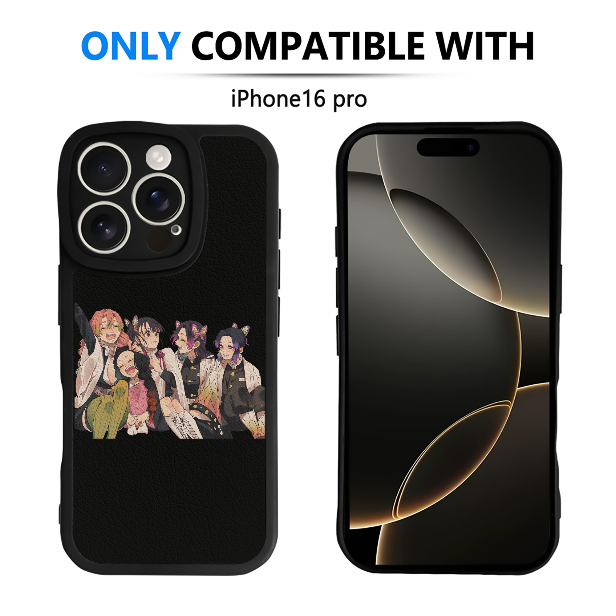 （画像用） 鬼滅の刃（きめつのやいば）蟲柱-胡蝶 しのぶ／こちょう しのぶ Kochou Shinobu 【iPhone 16シリーズ対応】シリコンスマホケース（レザー調） 材質：シリコン